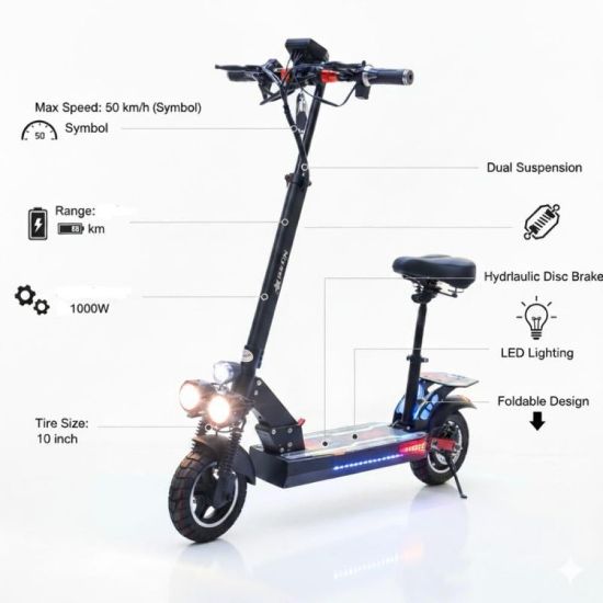 صورة سكوتر كهربائي رياضي قابل للطي